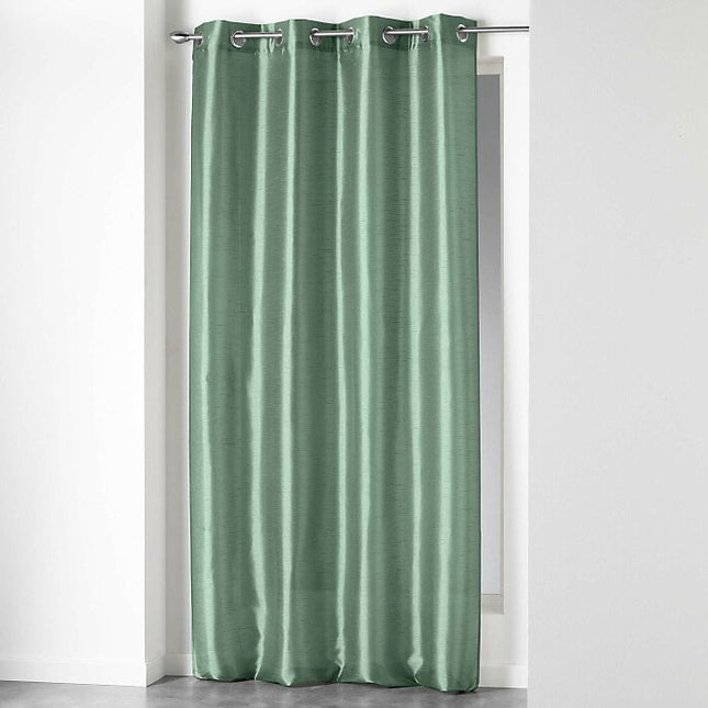 Gordijn met ringen 140 × 240 cm – Effen kunstzijde – Shana – Saliegroen