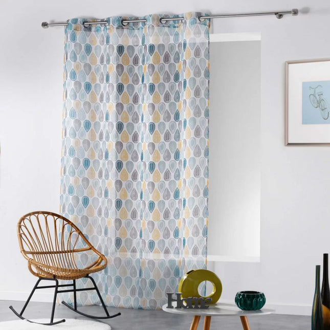 Vitrage met ringen 140 × 240 cm – Transferprint voile – Palpito – Wit